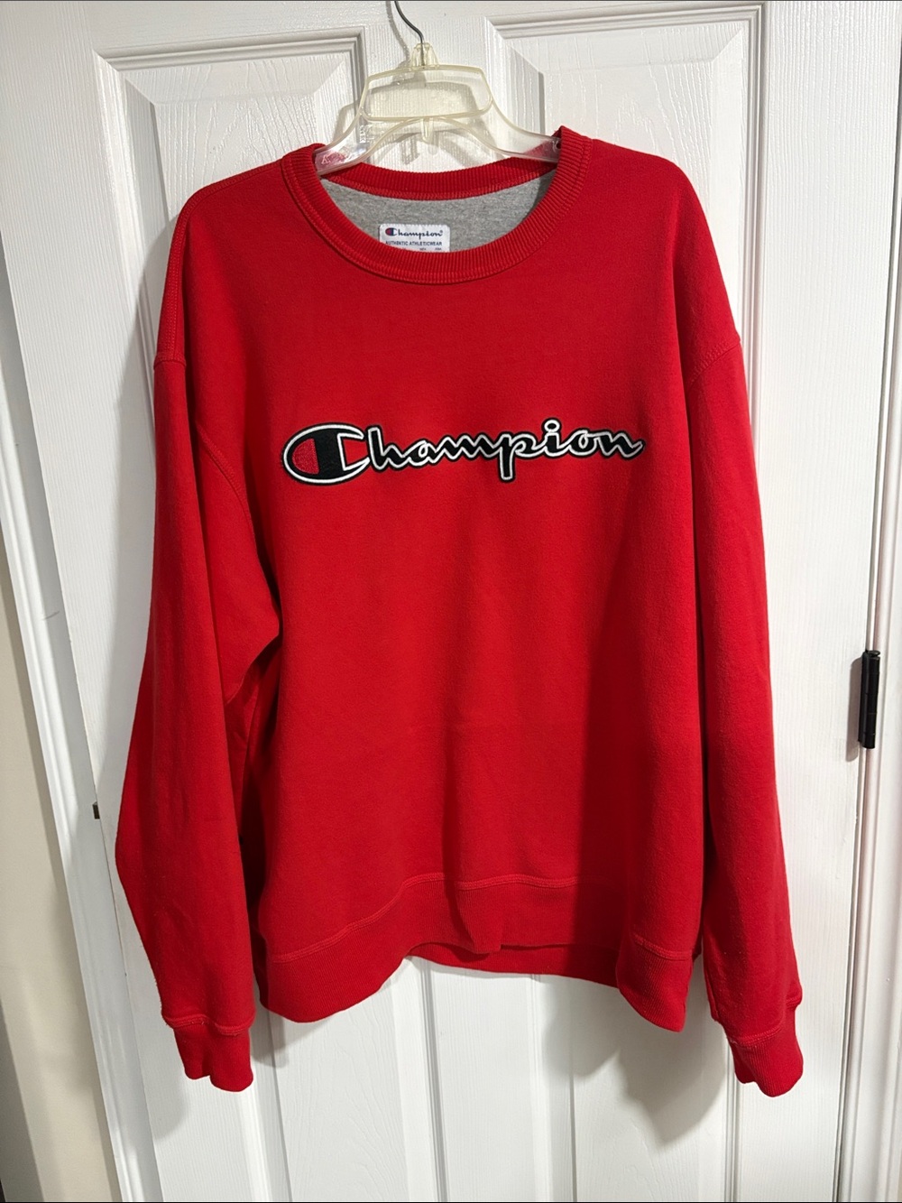 Champion Vintage Red Crewneck with Script Logo